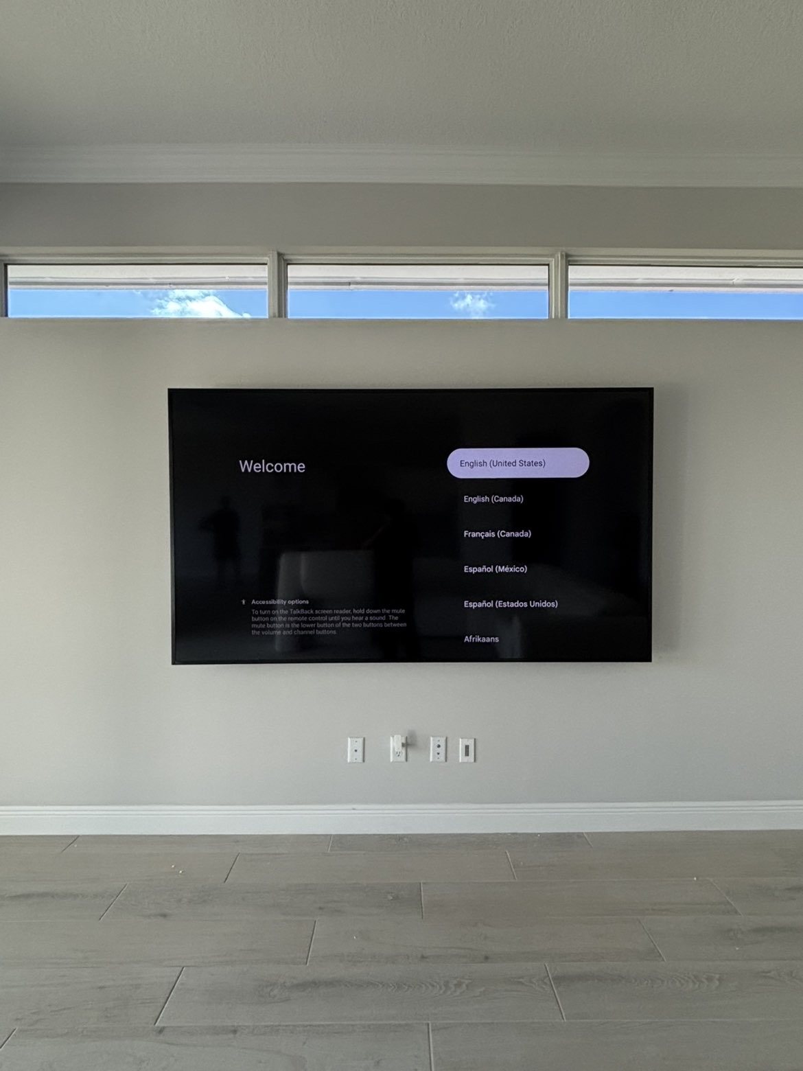SkyVision flat wall-mounted television installation